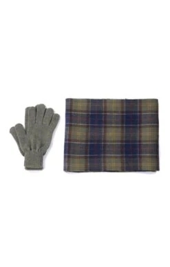Men's Barbour Tartan Scarf & Glove Gift Set