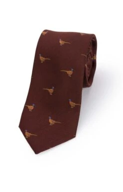 Pheasant Silk/Wool Tie -Best Fashion Shoes Shop TL12992REDPLAIN 1