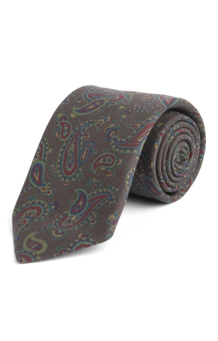 Large Paisley Silk Twill Necktie 3 Large Paisley Silk Twill Necktie
