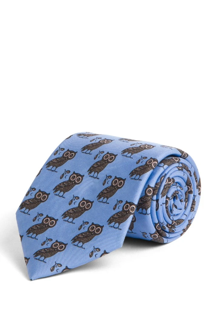 Men's Greek Owl Print Tie 3 Men's Greek Owl Print Tie